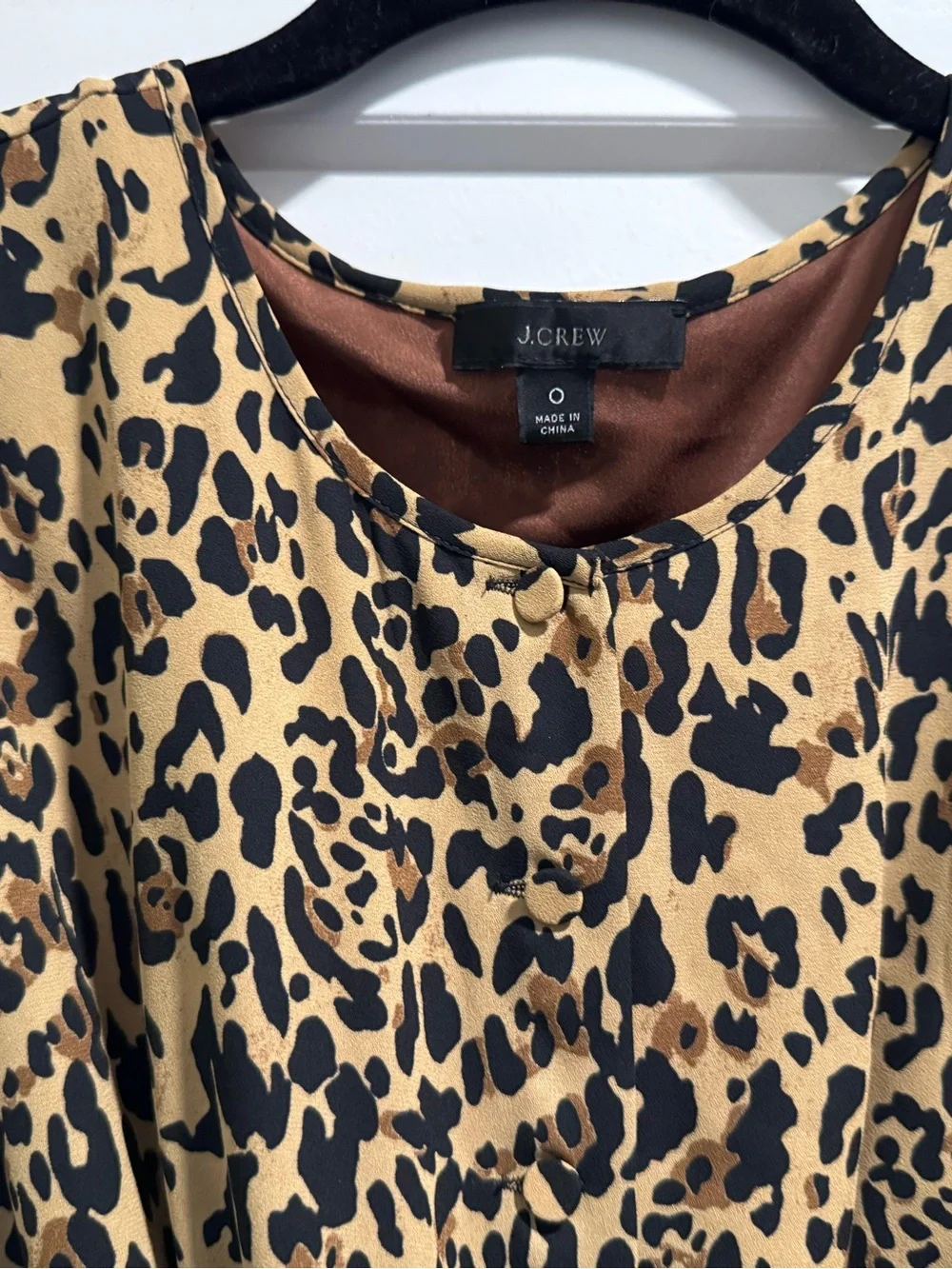 J. Crew Long Sleeve Leopard Wrap Dress in Camel and Black